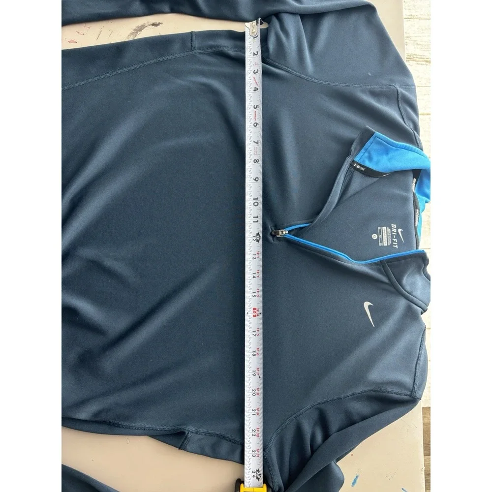 Men's Nike Running Dri Fit 1/4‎ Zip Pullover Shirt Size Large XL Navy Blue 0464